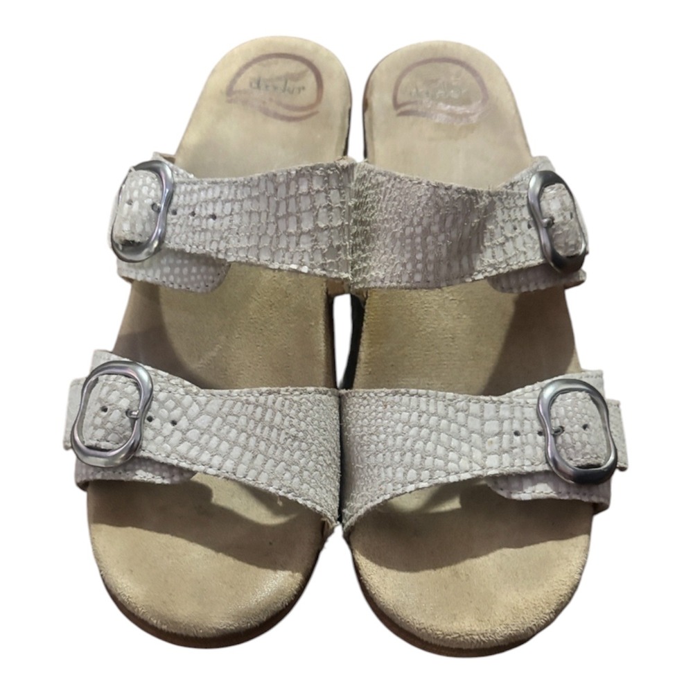Dansko Sophie slip on leather sandals women's size 38 US 8 cream/ beige comfort